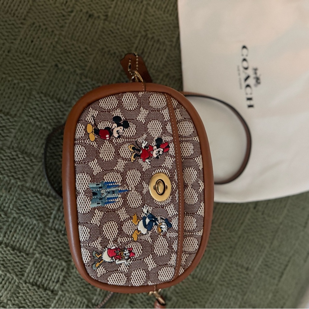 Coach Brown Disney Crossbody Bag with Mickey Mouse Design